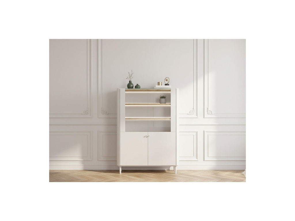 Anyra - Mueble vitrina 2 puertas Al. 150 cm - Patas de madera maciza