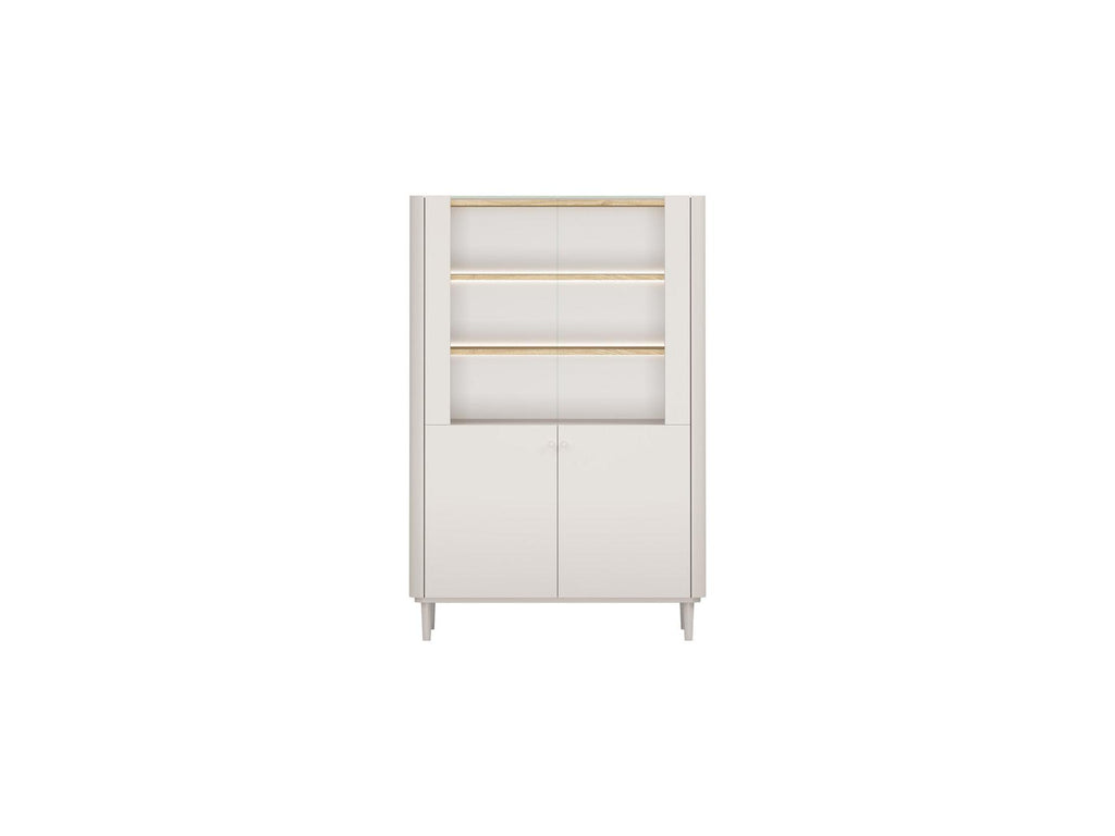 Anyra - Mueble vitrina 2 puertas Al. 150 cm - Patas de madera maciza