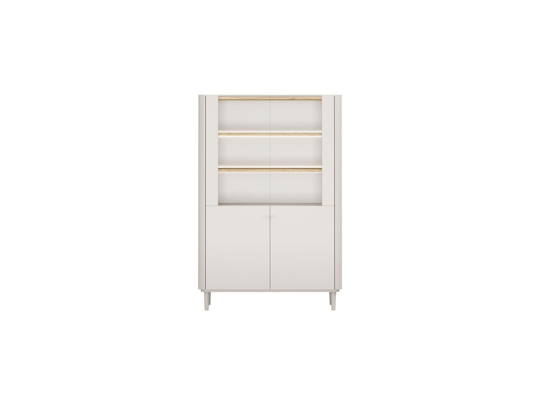Anyra - Mueble vitrina 2 puertas Al. 150 cm - Patas de madera maciza