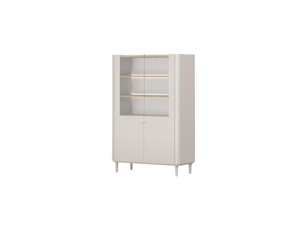 Anyra - Mueble vitrina 2 puertas Al. 150 cm - Patas de madera maciza