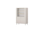 Anyra - Mueble vitrina 2 puertas Al. 150 cm - Patas de madera maciza