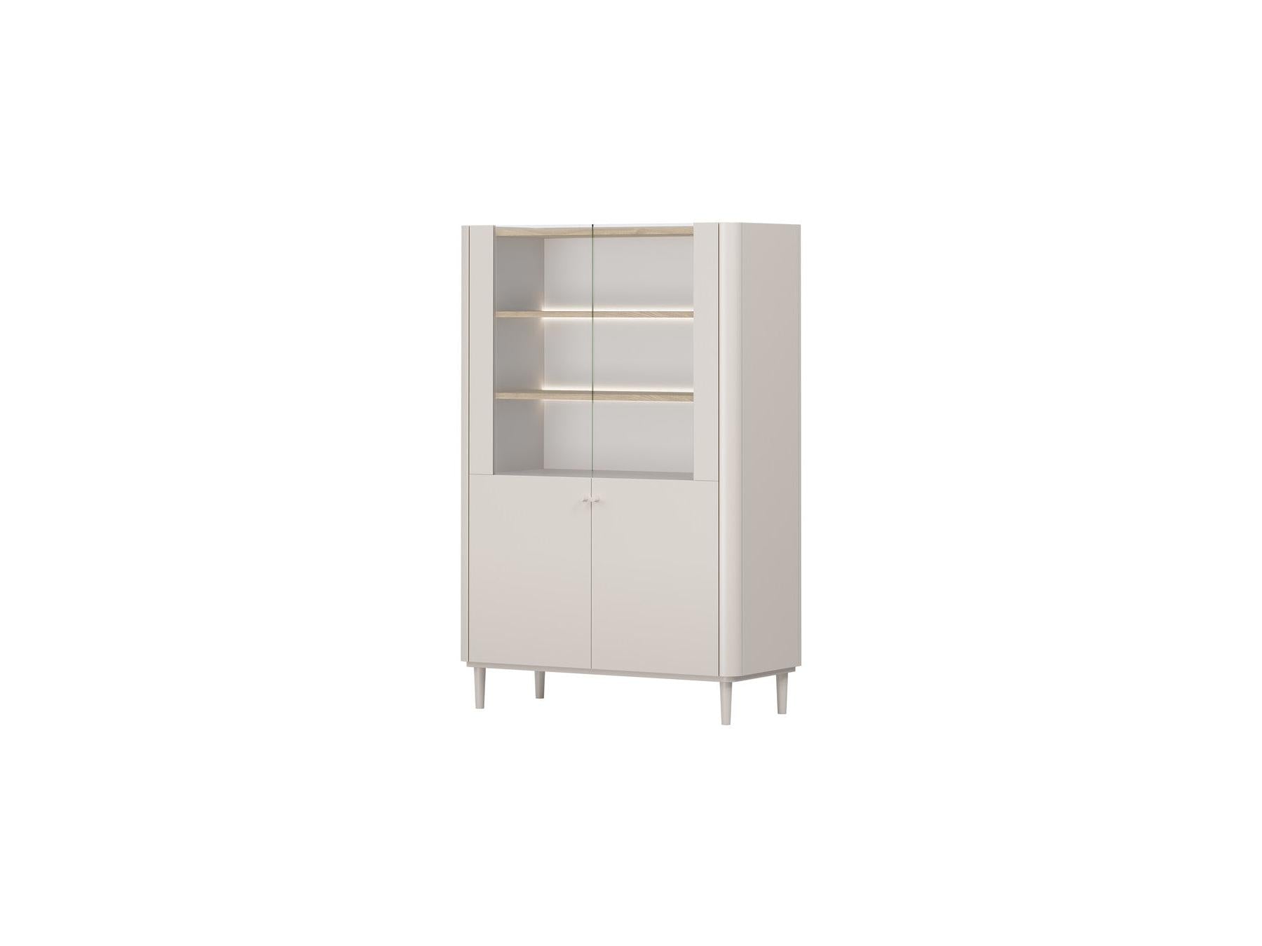 Anyra - Mueble vitrina 2 puertas Al. 150 cm - Patas de madera maciza