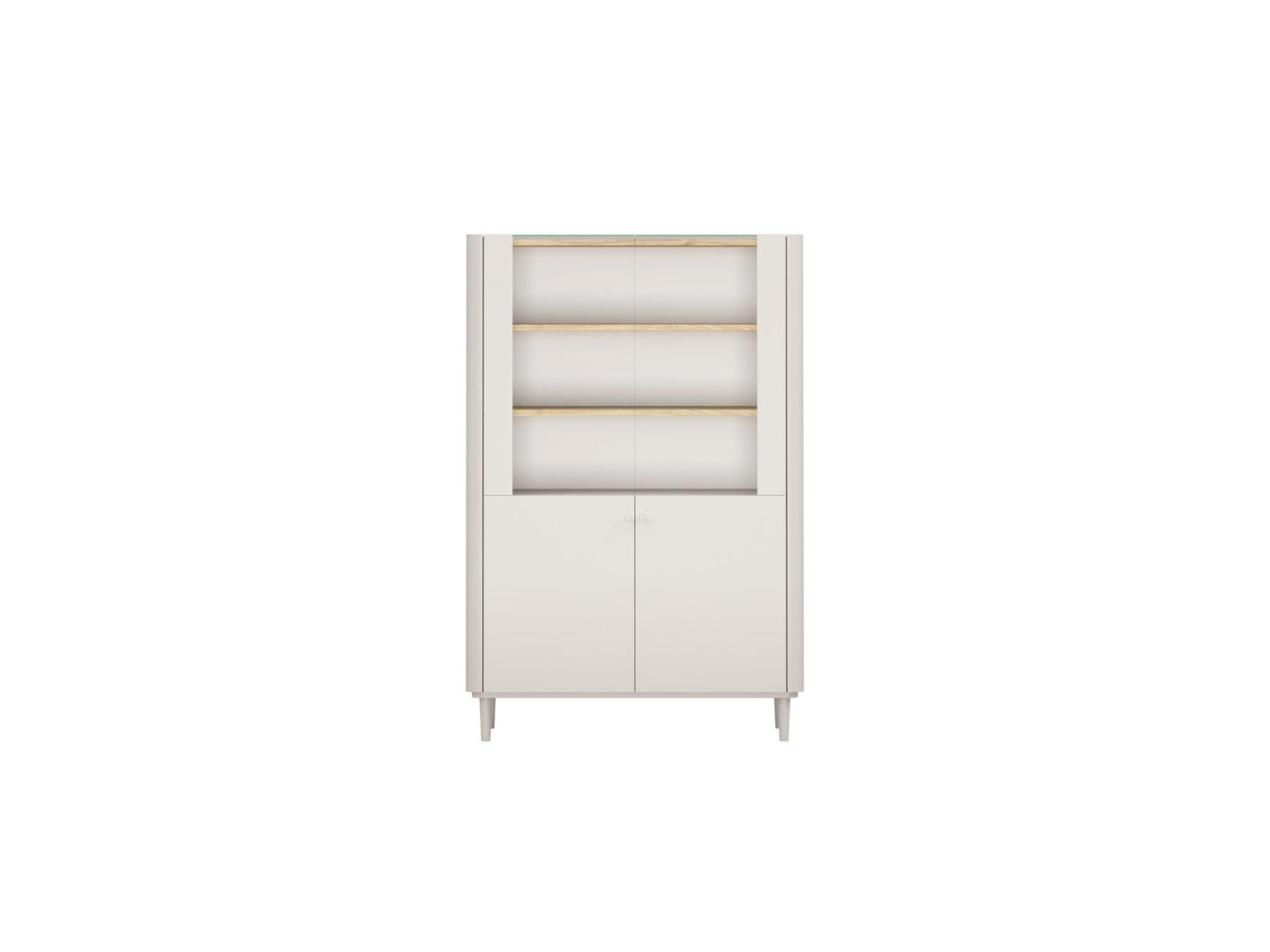 Anyra - Mueble vitrina 2 puertas Al. 150 cm - Patas de madera maciza