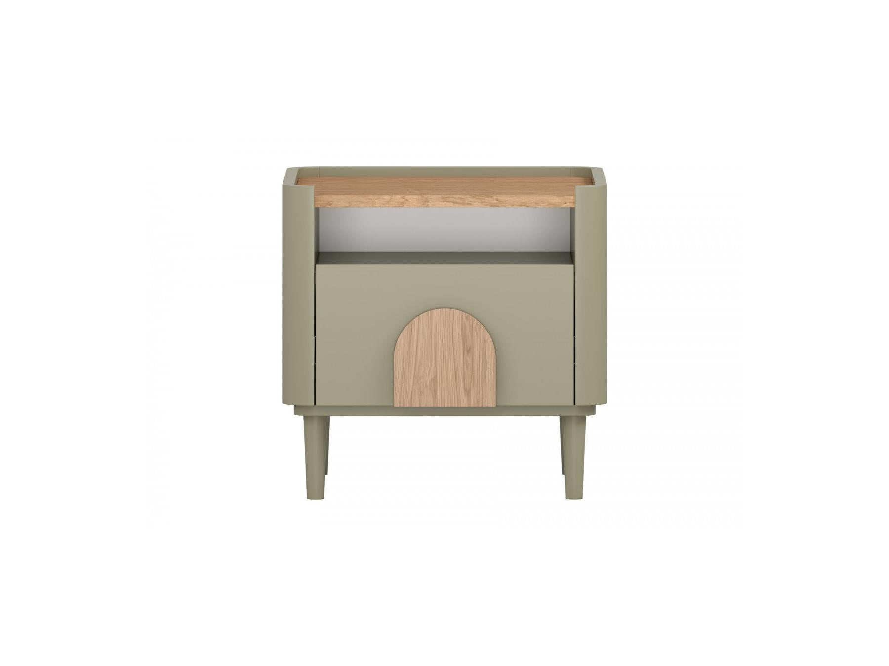 Enyra - Mesita de noche 1 cajón - Patas de madera maciza