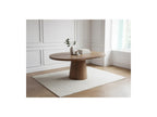 Sugiton - Conjunto con mesa de comedor redonda extensible de 130 a 180 cm + lote de sillas Bastide en chapa de roble macizo - Lote de 4 sillas