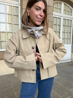 Cagoule en laine et cachemire taupe