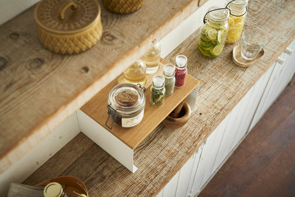 Stackable Shelf With Wooden Tray - Tosca - White