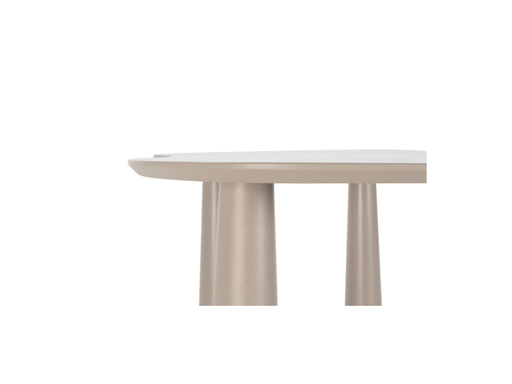 Sasha - Ensemble - Avec Table À Manger Ovale Beige + Chaises Mila Tissu Texturé - Lot De 6 Chaises
