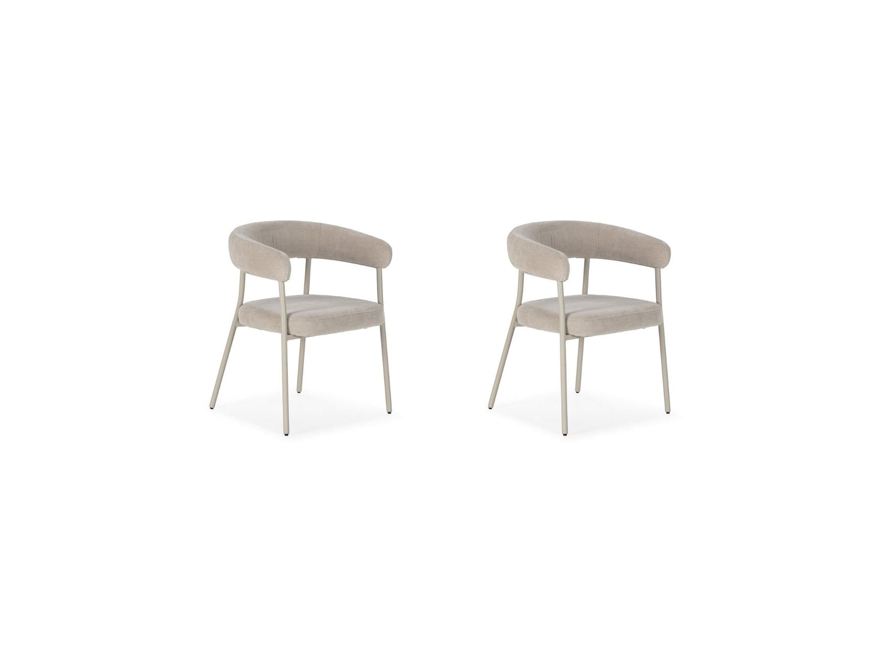 Rosa - Lote de 2 sillas - Tejido de terciopelo beige