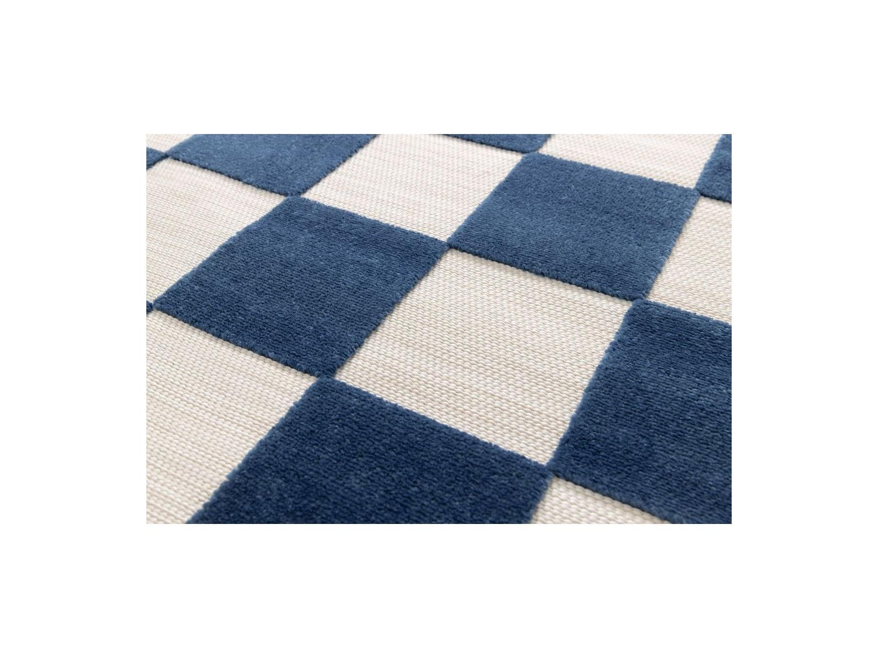 Gaelle - Alfombra de pelo corto - Motivo de cuadros - Azul