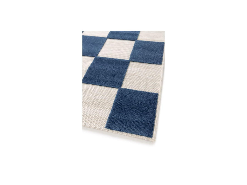 Gaelle - Alfombra de pelo corto - Motivo de cuadros - Azul
