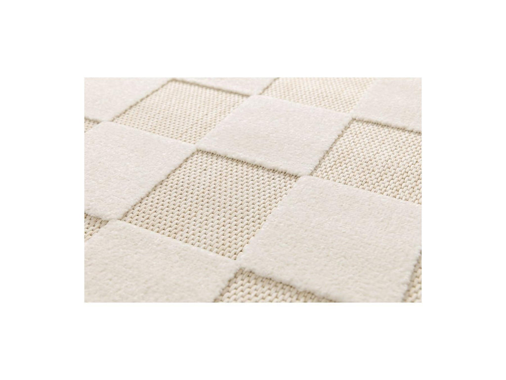 Gabrielle - Alfombra de pelo corto - Motivo ajedrezado - Blanco