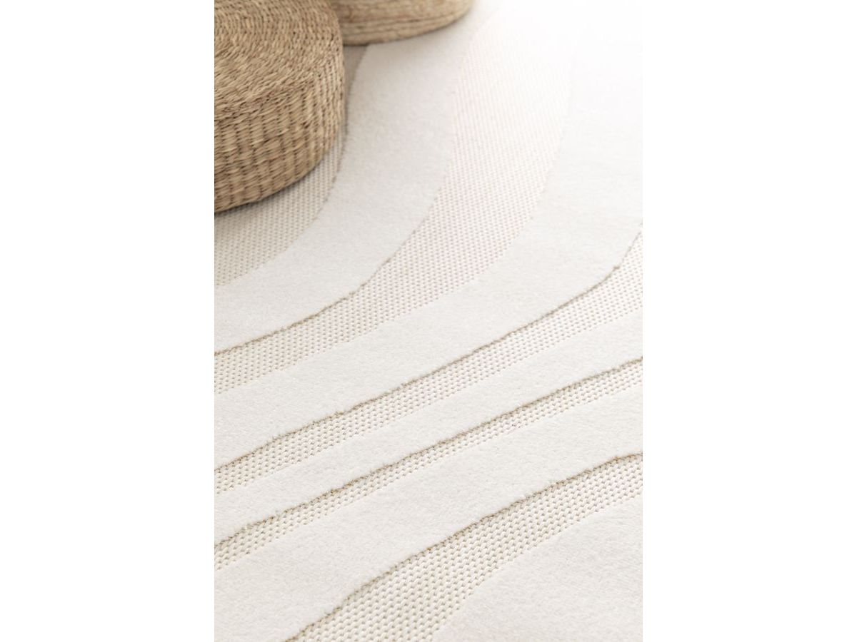Noelia - Tapis Poils Ras Noelia Motif Abstrait - Beige