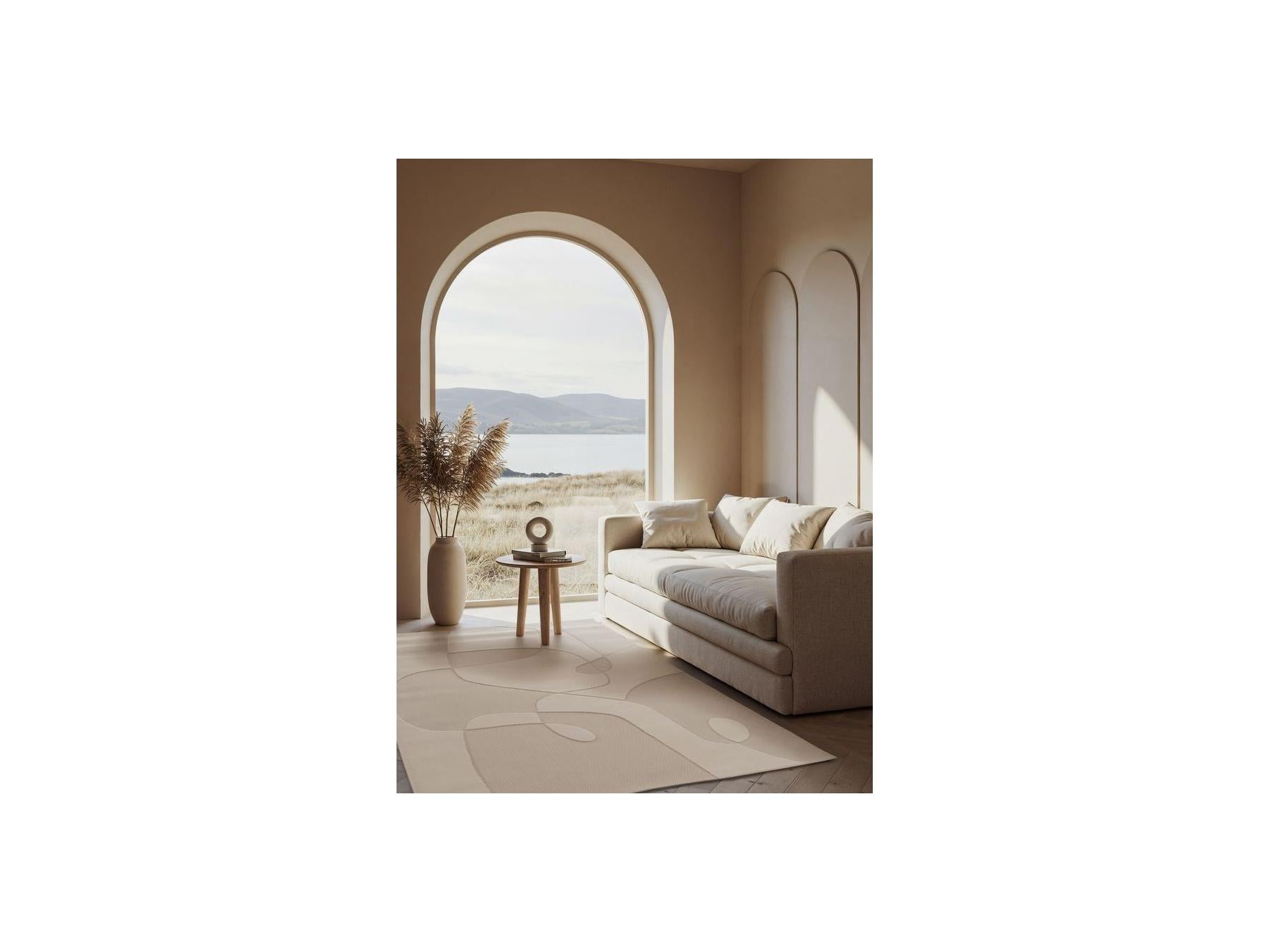 Kaia - Tapis Poils Ras - Motif Abstrait - Beige