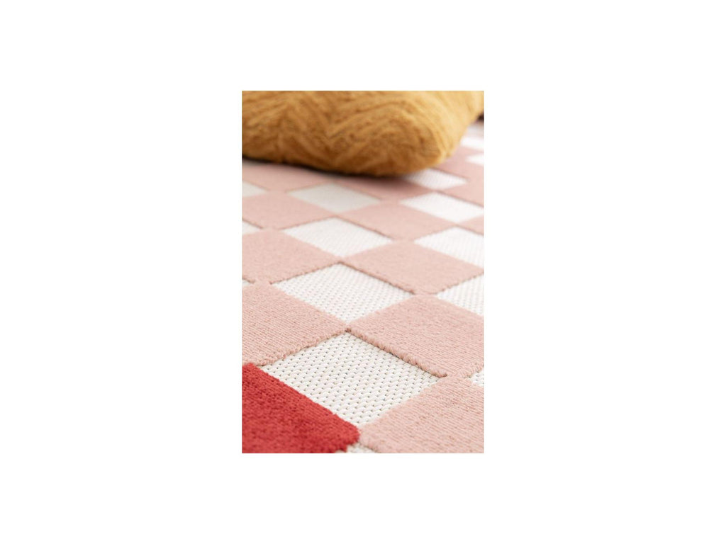 Myrlie - Tapis Poils Ras Myrlie Motif Damier - Rose