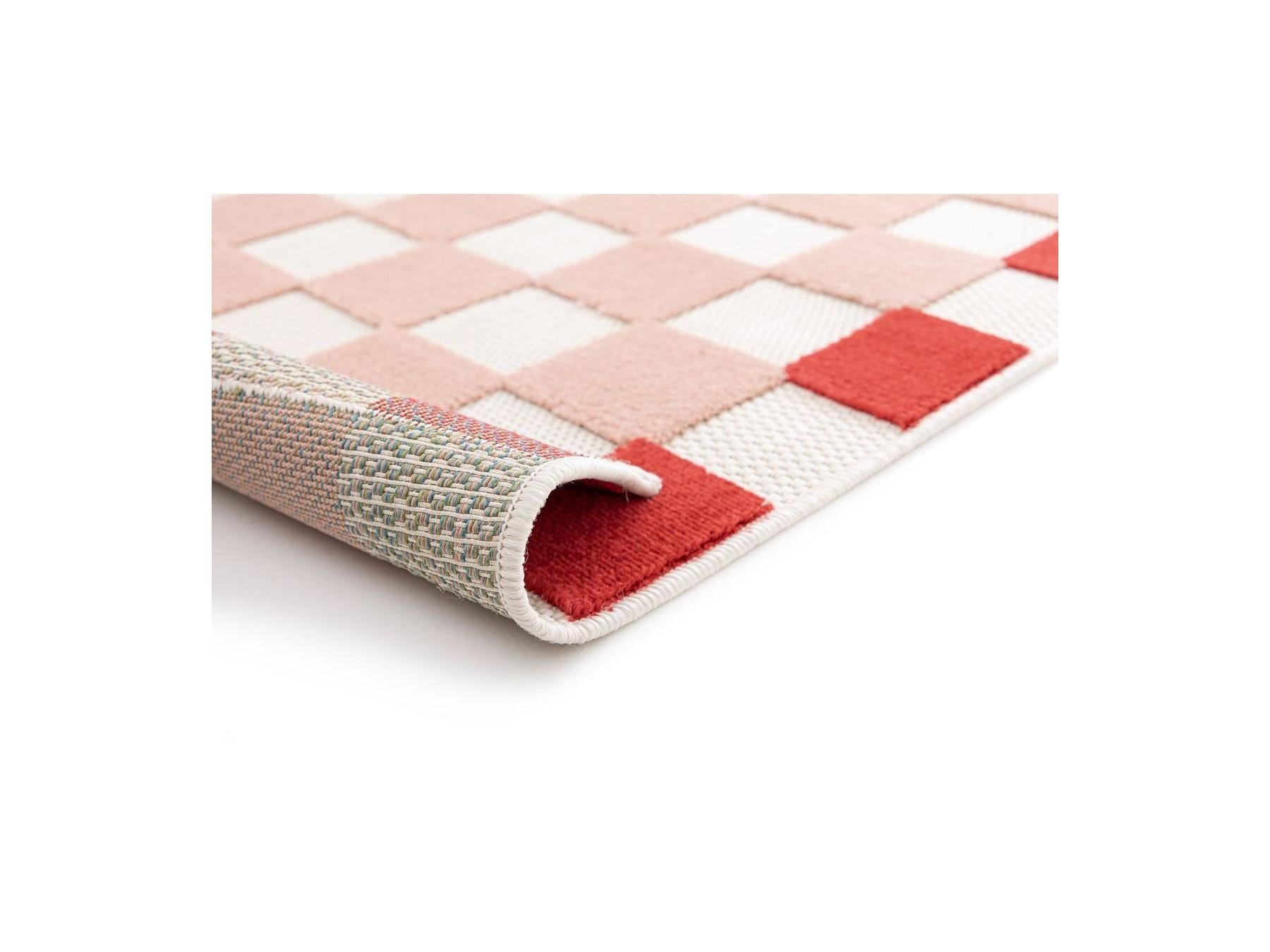 Myrlie - Tapis Poils Ras Myrlie Motif Damier - Rose