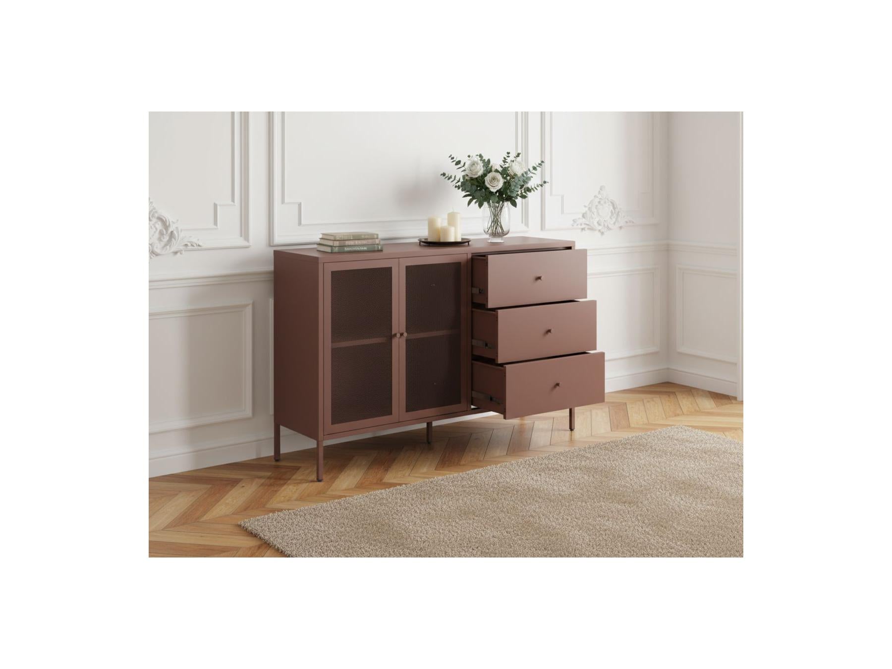 Clara - Buffet 2 Portes 3 Tiroirs - Métal Édition Limitée