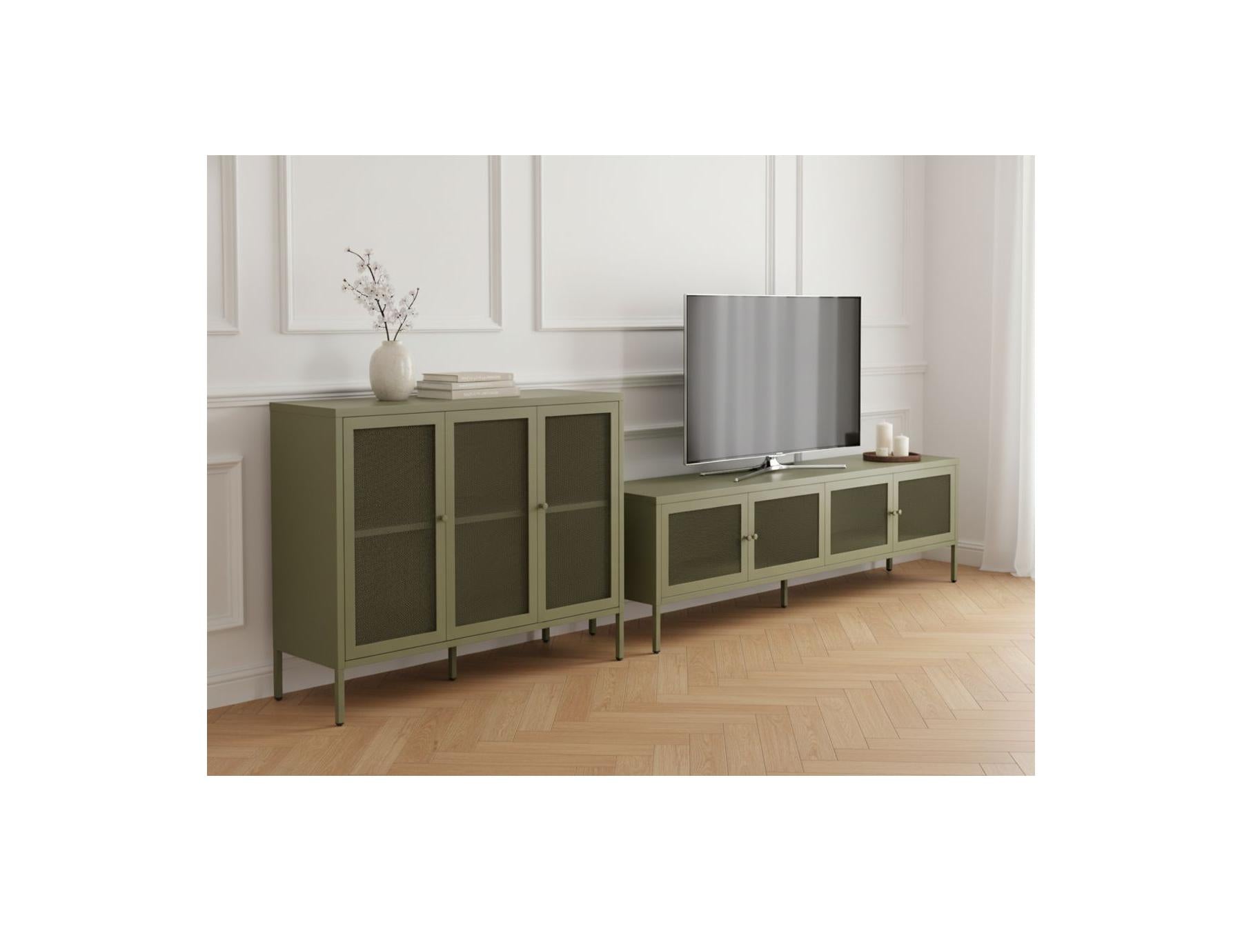 Clara - 4-Door 160 cm Metal TV Unit + 3-Door 120 cm Metal Sideboard Limited Edition