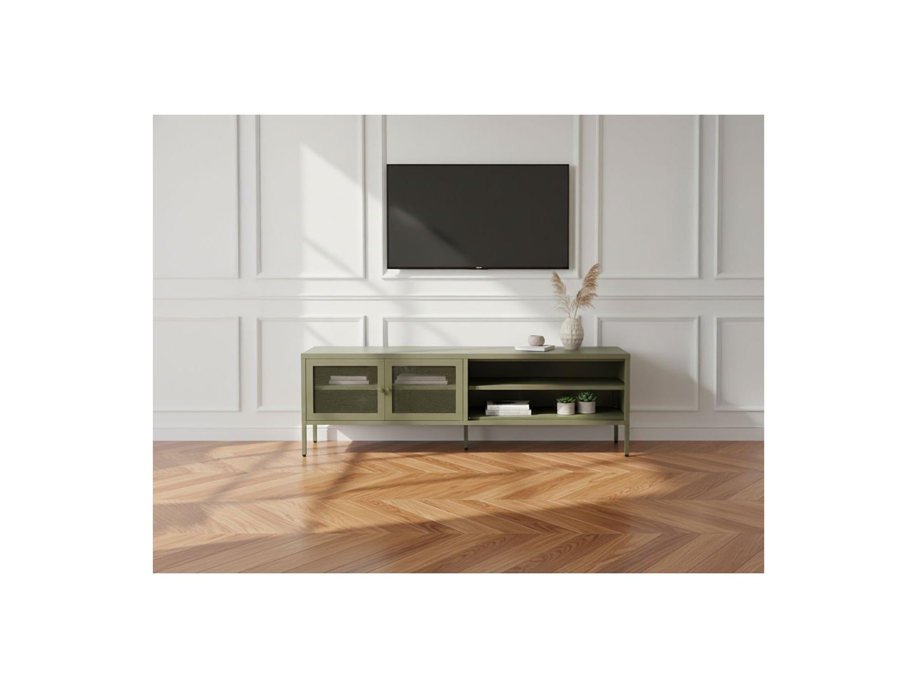 Clara - Metal TV Unit 2 Doors 2 Open Compartments 160 cm + Metal Sideboard 2 Doors 3 Drawers 140 cm Limited Edition