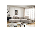 Jana - Canapé D'Angle Fixe Modulable Avec Têtières - Tissu Texturé Avec 2 Chauffeuses, 1 Angle Et 2 Poufs - Réversible