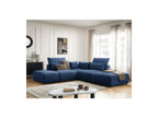Jana - Canapé D'Angle Fixe Modulable Avec Têtières - Tissu Texturé Avec 2 Chauffeuses, 1 Angle Et 2 Poufs - Réversible