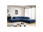 Jana - Canapé D'Angle Fixe Modulable Avec Têtières - Tissu Texturé Avec 2 Chauffeuses, 1 Angle Et 2 Poufs - Réversible