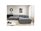 Jana - Canapé D'Angle Fixe Modulable Avec Têtières - Tissu Texturé Avec 2 Chauffeuses, 1 Angle Et 2 Poufs - Réversible