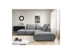 Jana - Canapé D'Angle Fixe Modulable Avec Têtières - Tissu Texturé Avec 2 Chauffeuses, 1 Angle Et 2 Poufs - Réversible