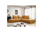 Jana - Canapé D'Angle Fixe Modulable Avec Têtières - Tissu Texturé Avec 2 Chauffeuses, 1 Angle Et 2 Poufs - Réversible