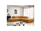 Jana - Canapé D'Angle Fixe Modulable Avec Têtières - Tissu Texturé Avec 2 Chauffeuses, 1 Angle Et 2 Poufs - Réversible