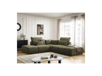 Jana - Canapé D'Angle Fixe Modulable Avec Têtières - Tissu Texturé Avec 2 Chauffeuses, 1 Angle Et 2 Poufs - Réversible