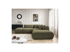 Jana - Canapé D'Angle Fixe Modulable Avec Têtières - Tissu Texturé Avec 2 Chauffeuses, 1 Angle Et 2 Poufs - Réversible