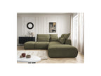 Jana - Canapé D'Angle Fixe Modulable Avec Têtières - Tissu Texturé Avec 2 Chauffeuses, 1 Angle Et 2 Poufs - Réversible