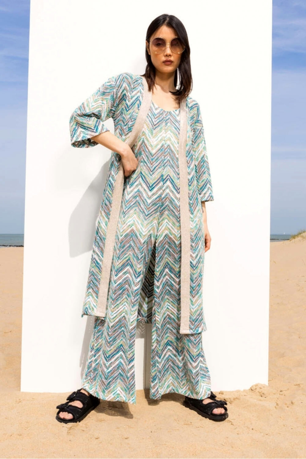 The Maggie Zigzag Blue Kimono
