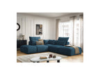 Jana - Canapé D'Angle Fixe Modulable Avec Têtières - Tissu Velours Avec 2 Chauffeuses, 1 Angle Et 2 Poufs - Réversible