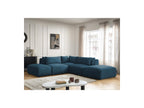 Jana - Canapé D'Angle Fixe Modulable Avec Têtières - Tissu Velours Avec 2 Chauffeuses, 1 Angle Et 2 Poufs - Réversible