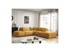 Jana - Canapé D'Angle Fixe Modulable Avec Têtières - Tissu Velours Avec 2 Chauffeuses, 1 Angle Et 2 Poufs - Réversible