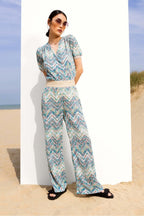 Pantaloni Mélanie Zigzag - Blue