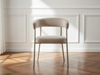 Sasha Set with Oval Dining Table + Rosa Beige Velvet Fabric Chairs - Set of 4 Chairs