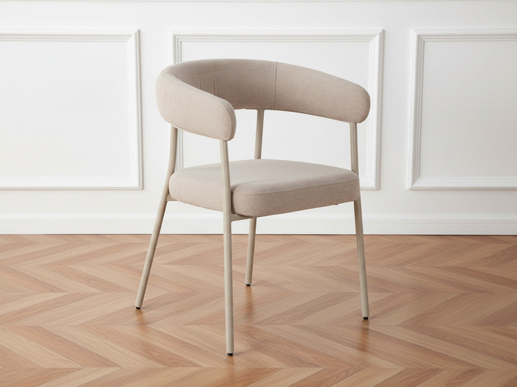 Sasha Set with Oval Dining Table + Rosa Beige Velvet Fabric Chairs - Set of 4 Chairs