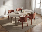 Sasha - Set - With Beige Oval Dining Table + Mila Textured Fabric Chairs - Set Of 4 Chairs