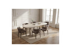 Sasha - Ensemble - Avec Table À Manger Ovale Beige + Chaises Mila Tissu Texturé - Lot De 6 Chaises