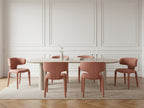 Sasha - Ensemble - Avec Table À Manger Ovale Beige + Chaises Mila Tissu Texturé - Lot De 6 Chaises