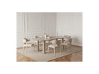 Sasha - Ensemble - Avec Table À Manger Ovale Beige + Chaises Mila Tissu Texturé - Lot De 6 Chaises