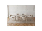 Sasha - Ensemble - Avec Table À Manger Ovale Beige + Chaises Mila Tissu Texturé - Lot De 6 Chaises