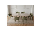 Sasha - Ensemble - Avec Table À Manger Ovale Beige + Chaises Mila Tissu Texturé - Lot De 6 Chaises