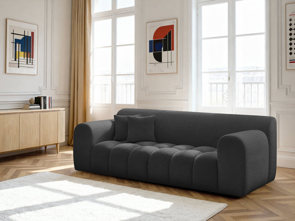 Canapé Droit Fixe 3 Places Melisse Tissu Texturé