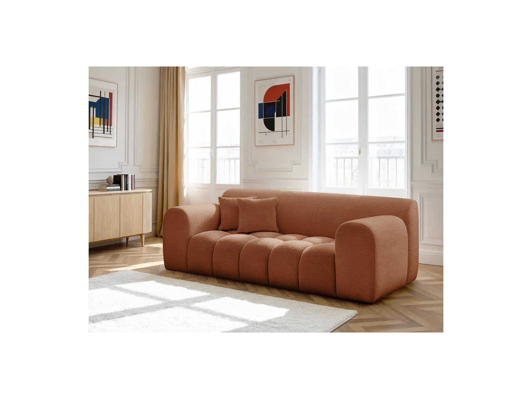 Melisse - Canapé Droit Fixe 2 Places - Tissu Texturé