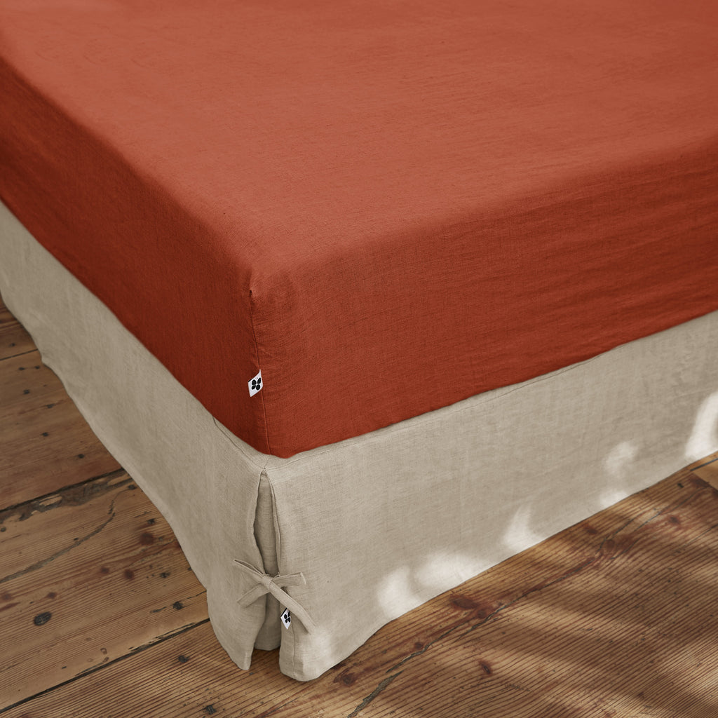 Soline - Drap Housse - Lin Lavé - Paprika