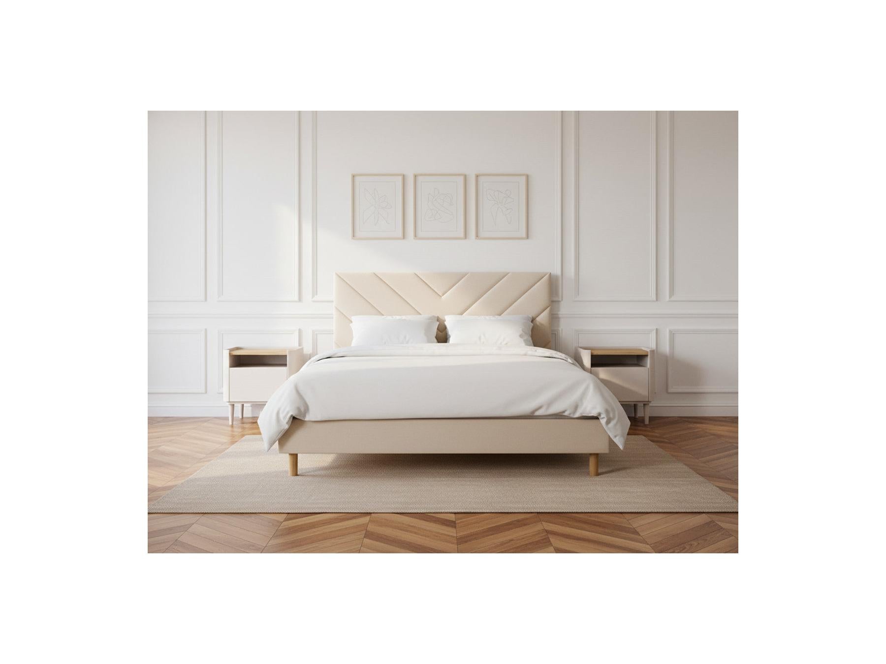 Romane - Cama con lamas macizas - Tejido de terciopelo